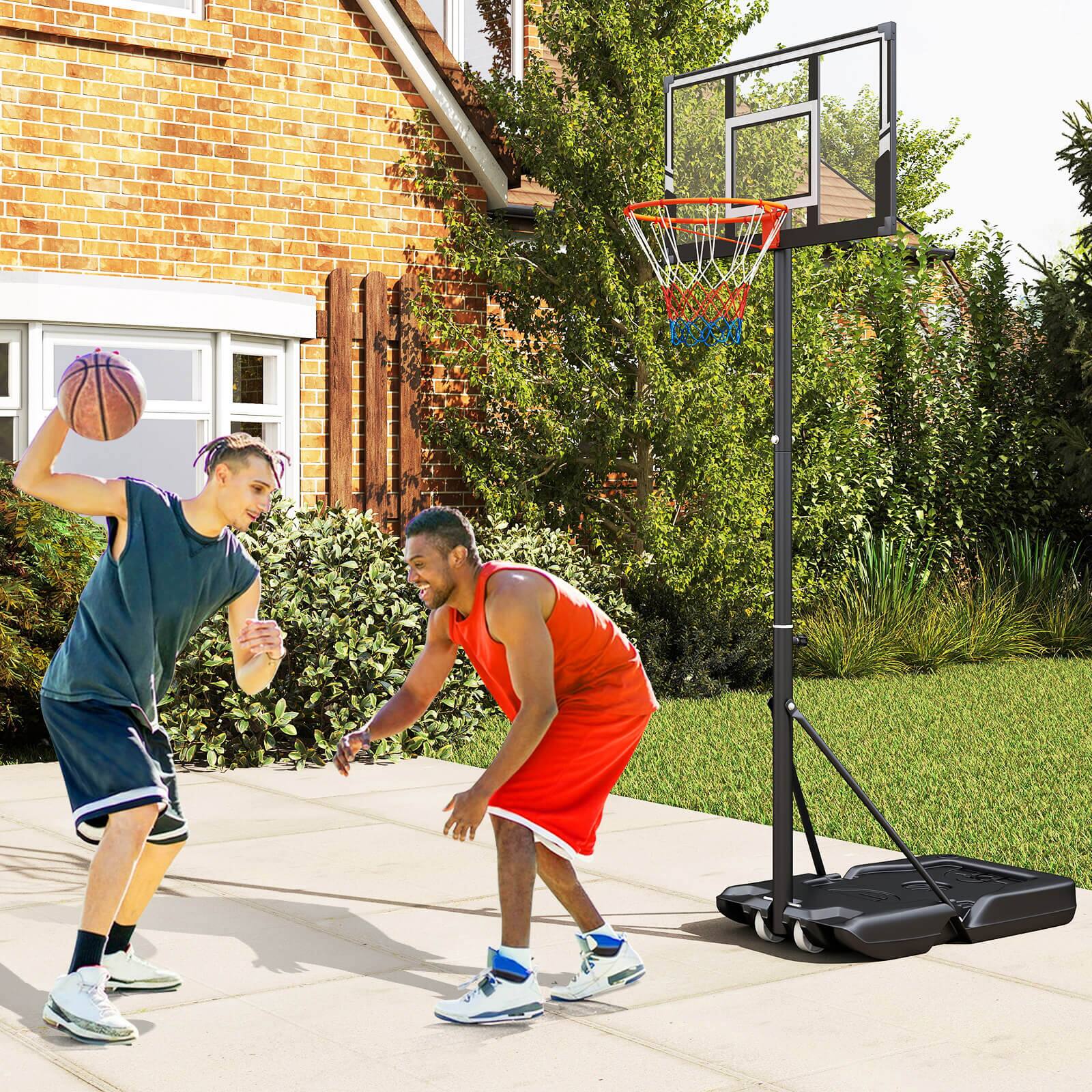 Alt View 1. Costway - Costway 3.3-10 FT Portable Basketball Hoop Outdoor with Shatterproof Backboard & Wheels - Black.