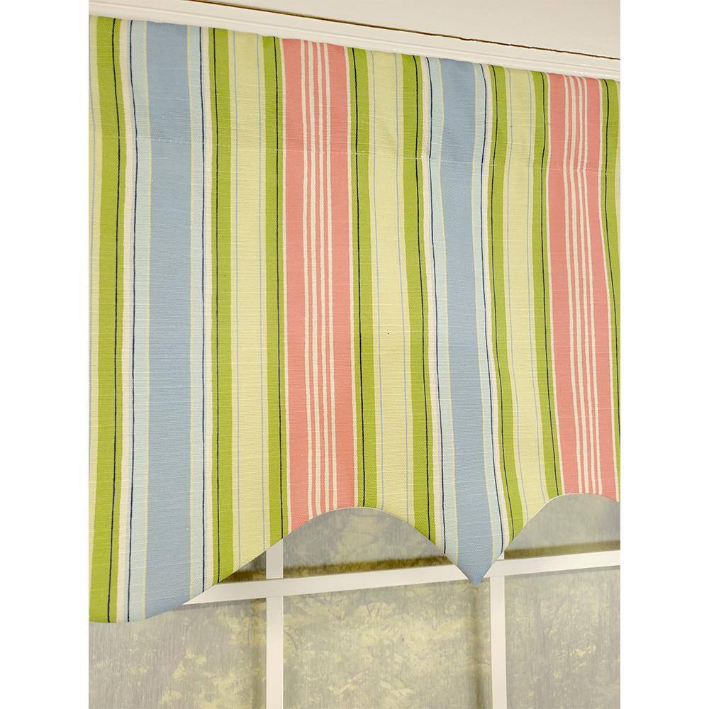Left. RLF Home - RLF Home Bay Stripe Regal Lining Luxurious and Elegant Window Treatment Valance 50" x 17" Multicolor - Multi.