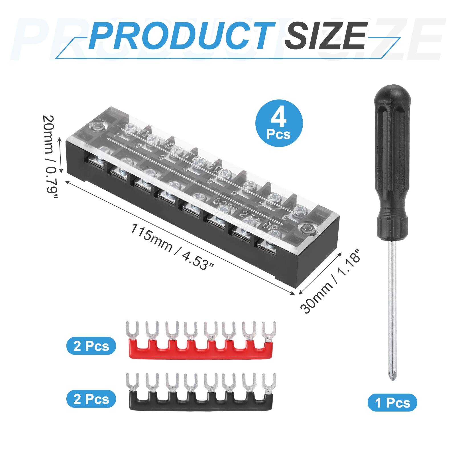 PRODUCT SIZE

- 20mm / 0.79" 
- 115mm / 4.53" (4 Pcs)
- 30mm / 1.18" (2 Pcs)
- 1 Pcs