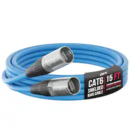 Lyxpro - Shielded Cat6 Cable, RJ45 Ethercon Cable - Male to Male, 15 feet - Blue
