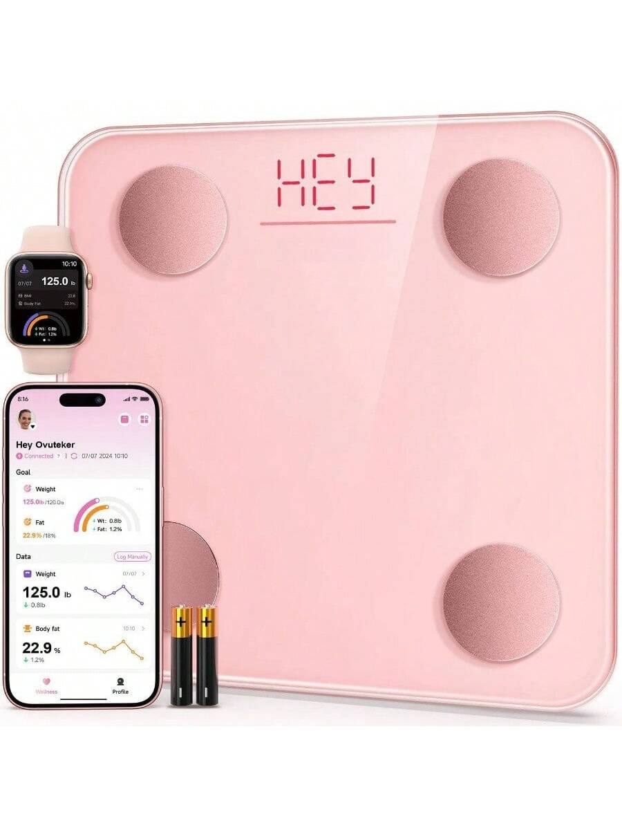 Sure, here is the corrected and grouped text from the image:

---

**Smart Scale Display:**
- 125.0 lb

**Smartwatch Display:**
- 10:10
- 125.0 lb

**Mobile App Display:**
- Hey Ovuteker
- Connected
- 07/07/2024 10:10
- Goal
  - Weight: 125.0 lb / 120.0 lb
  - Fat: 22.9% / 18%
- Data
  - Weight: 125.0 lb (0.8 lb)
  - Body fat: 22.9% (1.2%)
- Log Manually

**Additional Text:**
- 10:10
- 00/00
- 125.0
- US
- 8:36
- Hey Ovuteker Connected
- I aUvOr 2024
- Goal Weight 125.0%
- 120 De Fat 22 22.9% E%
- WE