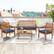 Alt View 3. Costway - 4 PCS Patio Wood Furniture Set with Loveseat, 2 Chairs & Coffee Table for Porch - Natural + Navy.