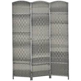 PULUZ - Folding Room Divider Screen 3 Panel 6' Tall Privacy Screen Freestanding Wood Partition for Home Office - Mixed Gray
