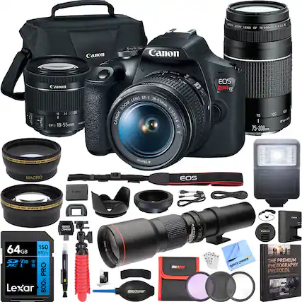 DCN ZOOM 1.450 1 LENS EF 75-300mm Canon Canon SA at Canon 18 24 I 18-55mm IMAJ EFS LENS EF-S ZOOM 18-55mm CANON 1:3.5-5.6 IS EOS REBEL 75 100 I 1 75-300mm -S LOM L - - SANL NEPTU - wWBS MACRO - un SRES ... NELERO - REFATI - C EOS Caa IAN CAMERA FErs 64GB 150 MB/s V30 L I d PRO Lexar 800x -C donognar dee JANE CAMERA ERC THE PREMIUM PHOTOGRAPHY PROTOCOL INN Tilmms