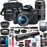 Bundle - Canon - EOS Rebel T7 DSLR Camera w/ 18-55mm II + 75-300mm III Dual Lens Kit Pro Accessory - Black