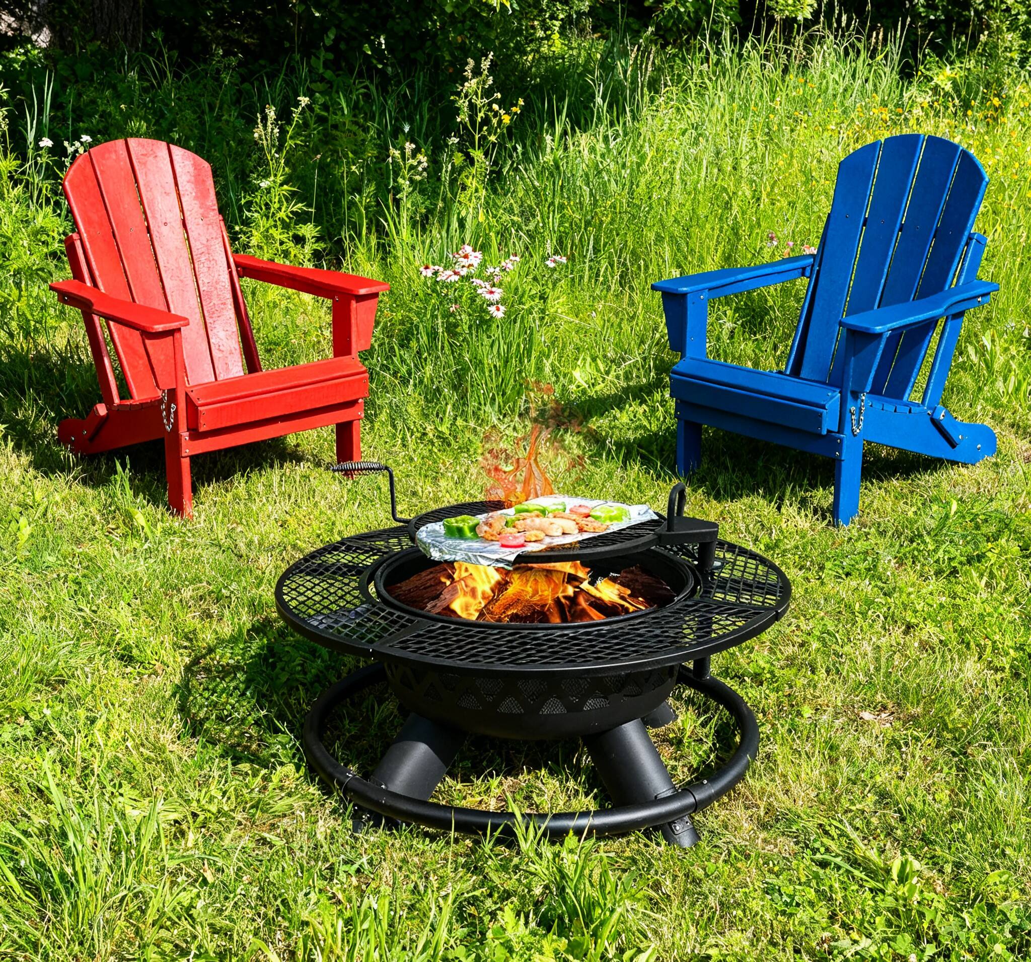 Back. Bestier - Folding Patio Adirondack Chair, All-Weather HDPE Outdoor Chair for Poolside Backyard Lawn Decks Gardens - Blue.