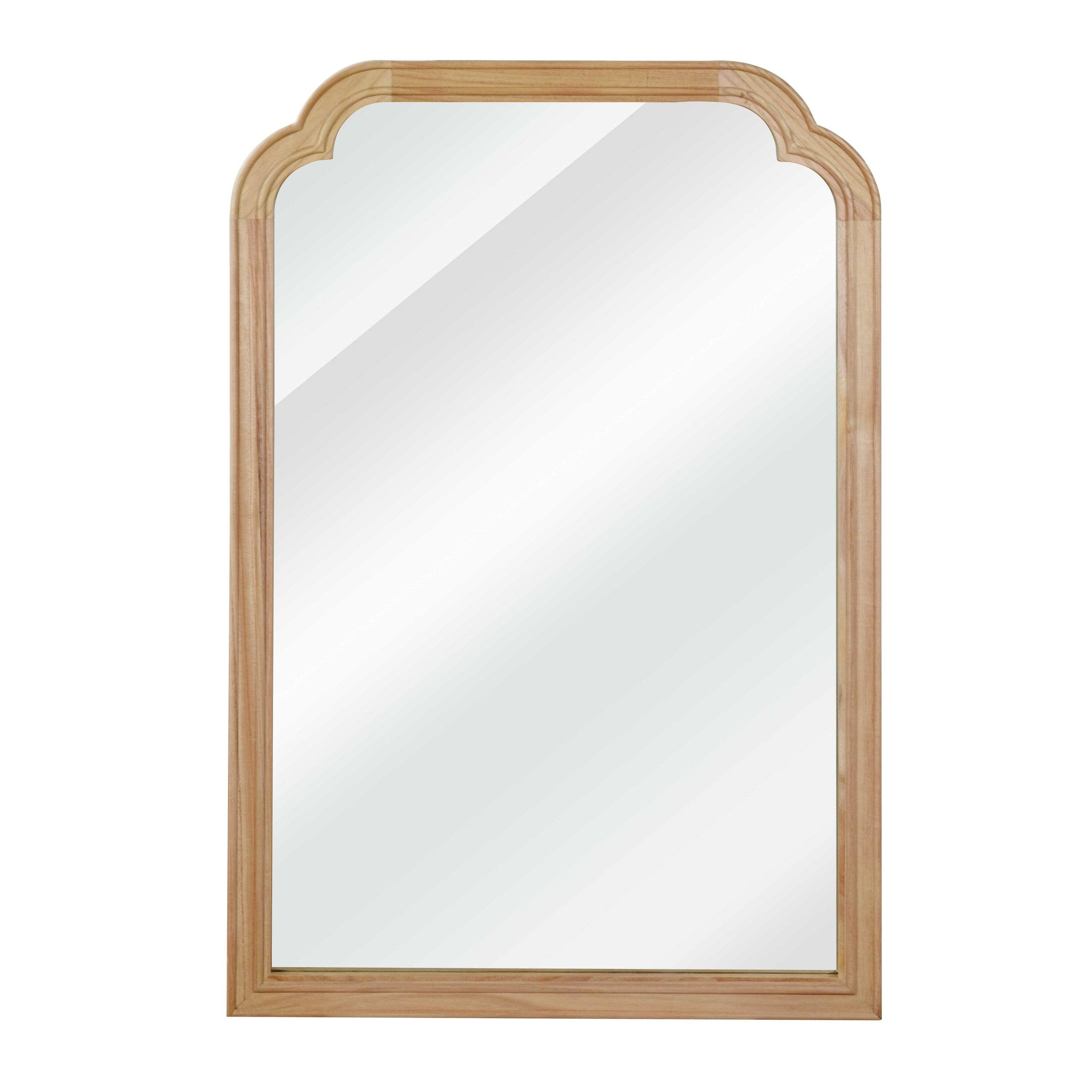 Alt View 1. BreeBe - 24x36 Natural Wood Solid Wood Rounded Corner Decorative Mirror for Bedroom Bathroom Living Room Entryway - Natural Wood.