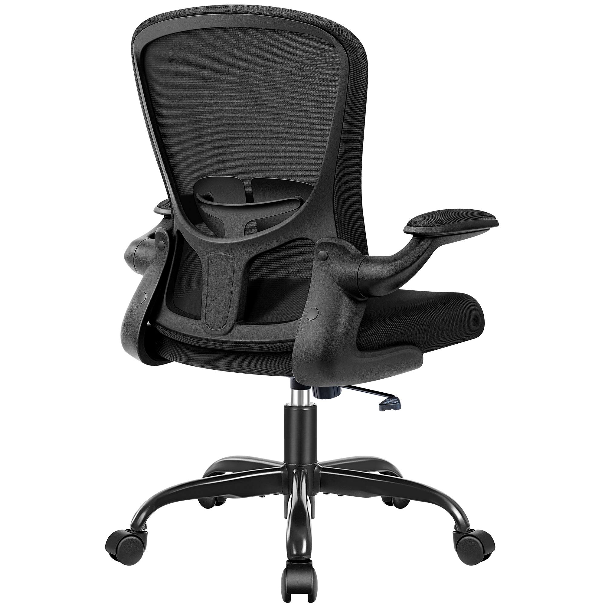 Alt View 4. KERDOM - Ergonomic Desk Chair, Swivel Computer Chair with Flip-up Arms, Adjustable Lumbar Support & Height, Breathable Mesh, Tilt - Black.