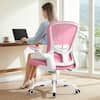 Front. KERDOM - Mesh Ergonomic Office Chair, Pink Computer Chair, Adjustable Lumbar Support with Flip-up Arms, BIFMA Passed Task Chair - Pink.