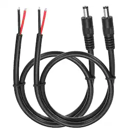 Unique Bargains - 2pcs DC Power Pigtails Cable, 5.5x2.5mm Male to Bare Wire, 50cm, for CCTV Camera, DVR, LED Strip - Black