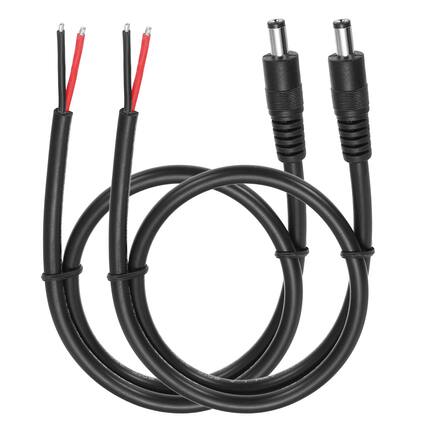Front. Unique Bargains - 2pcs DC Power Pigtails Cable, 5.5x2.5mm Male to Bare Wire, 50cm, for CCTV Camera, DVR, LED Strip - Black.