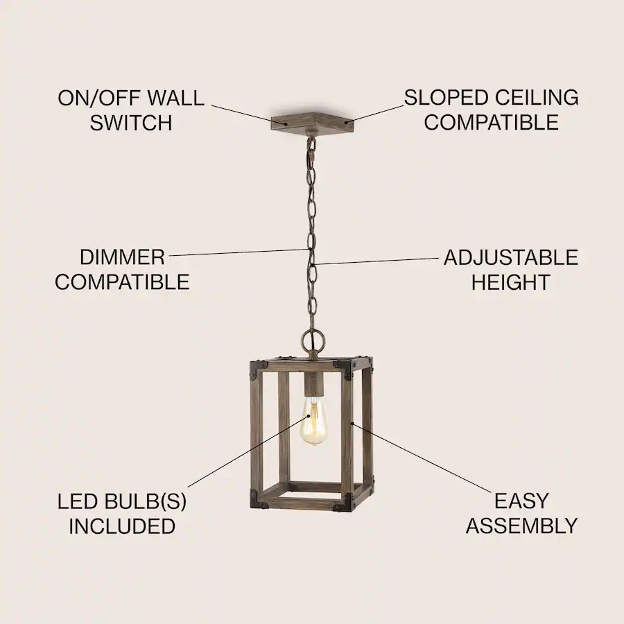 Jonathan Y Magnolia 8.13" Adjustable Iron Rustic Farmhouse LED Pendant ...