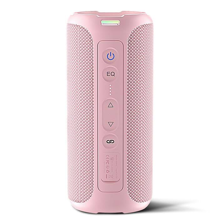 Pacoar Cade - Led Light Speakers Portable Wireless Stereo - Ipx7 Waterproof 30w Rms(40w Peak) Loud Sound Deep Bass Led Light 5.3 For - Pink