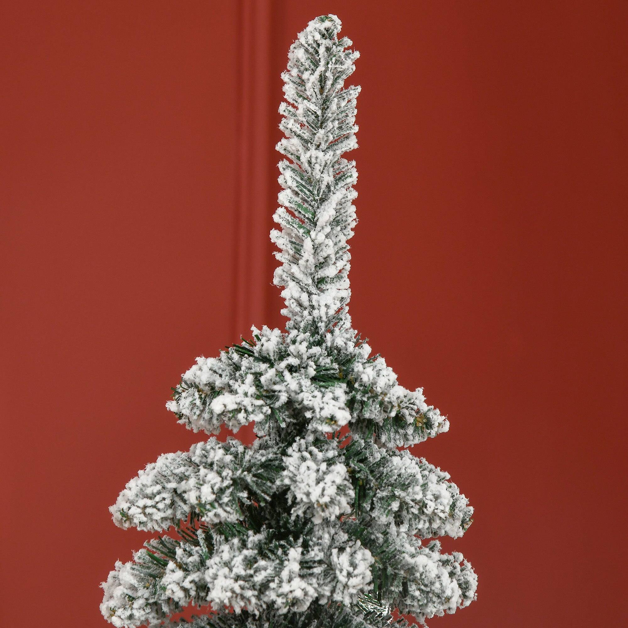 Back. BreeBe - 6 ft Tall Unlit Snow Flocked Artificial Christmas Tree - Green.