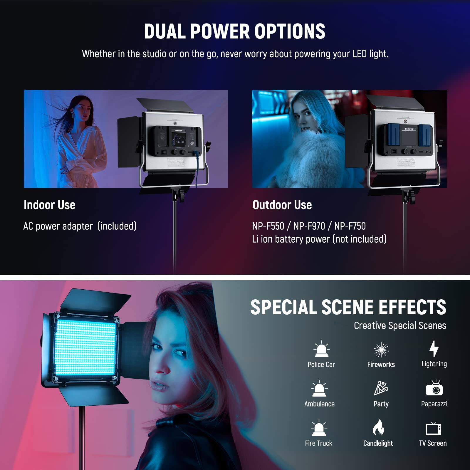 Neewer Upgraded 660 PRO II RGB LED Light Kit (2 Pack) APP