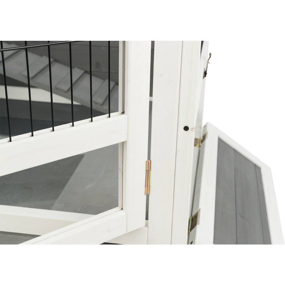 Alt View 4. TRIXIE - Mobile Indoor 1-Story Wooden Animal Cage with Wheels & Pull-Out Tray - Gray.