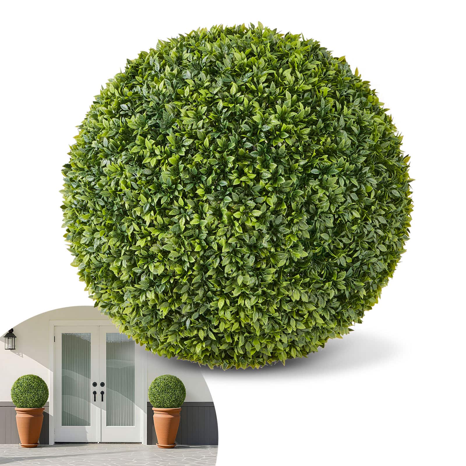 VEVOR - Artificial Topiary Ball, 23 inch Faux Boxwood Plant Balls, Fake Silk Tree Look Real, Easy Assembly for Decor Front Porch - Green price history on PriceWatchPro
