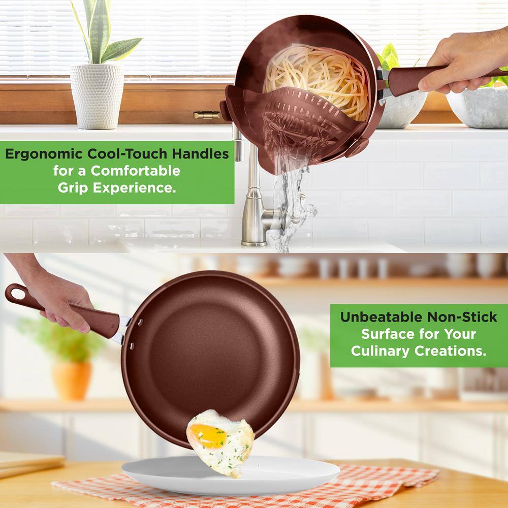 Ergonomic Cool-Touch Handles for a Comfortable Grip Experience.

Unbeatable Non-Stick Surface for Your Culinary Creations.