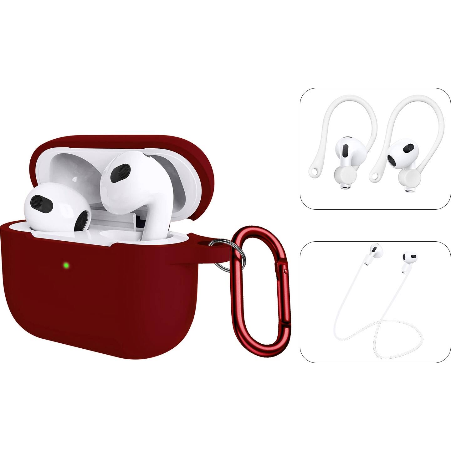 Alt View 16. SaharaCase - Silicone Case for Apple AirPods 3 (3rd Generation 2021) - Burgundy.