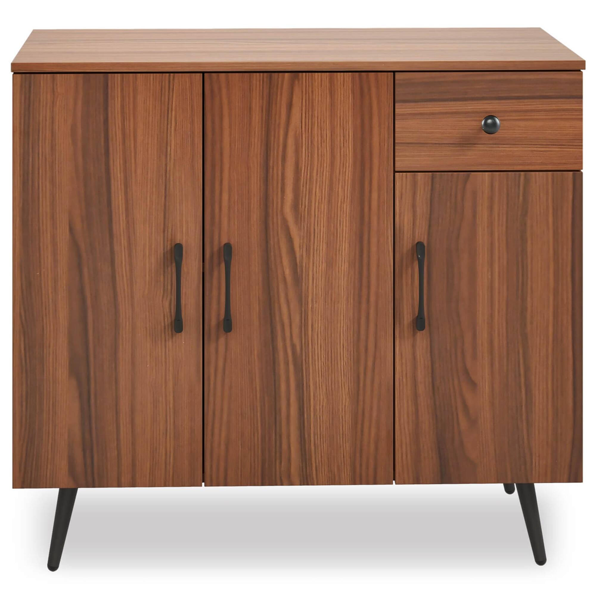 Alt View 19. Costway - Buffet Cabinet with 3 Doors & Pull-out Drawer Adjustable Shelves Anti-Tipping Kits - Walnut.
