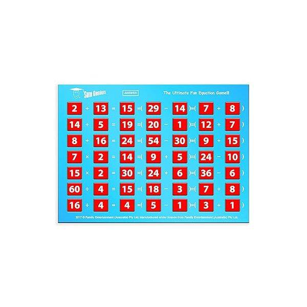 2 + 13 = 15
29 - 14 = 15
7 + 8 = 15
14 + 5 = 19
20 - 1 = 19
12 + 7 = 19
8 + 16 = 24
54 - 30 = 24
9 + 15 = 24
9 - 5 = 4
24 - 10 = 14
15 x 2 = 30
36 - 6 = 30
60 - 4 = 56
18 + 3 = 21
7 + 8 = 15
16 + 4 = 20
3 + 1 = 4
2017 G Family Entertainment (Asstrada) Pty Ltd Manufactured under license from Paroiy Entertaloreene (Auran E Lis