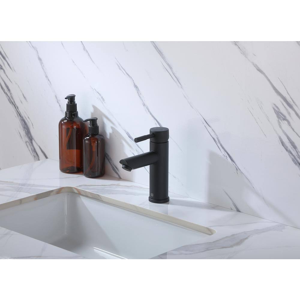 Alt View 8. Elegant Kitchen and Bath - Mia Single Hole Single Handle Bathroom Faucet in Matte Black - Matte Black.