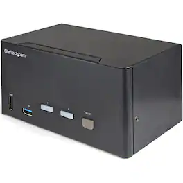 Startech - 2 Port Triple Monitor DisplayPort KVM Switch 4K 60Hz UHD HDR - Black