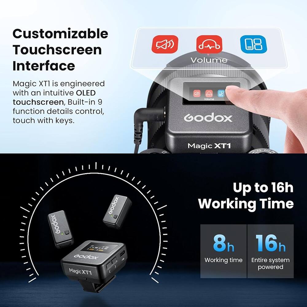Customizable Touchscreen Interface

Magic XT1 is engineered with an intuitive OLED touchscreen, Built-in 9 function details control, touch with keys.

Up to 16h Working Time

8h Working time

16h Entire system powered