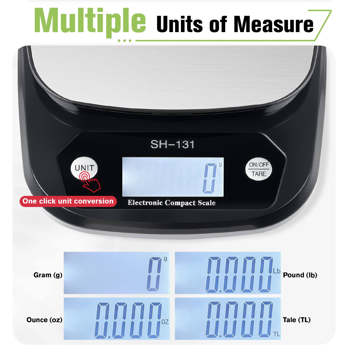 Garnen - Food Scale Digital Kitchen Scale, 1g-10kg Food Scales for Kitchen in Grams Ounces, LCD Display Scale for Food Baking - Multicolored