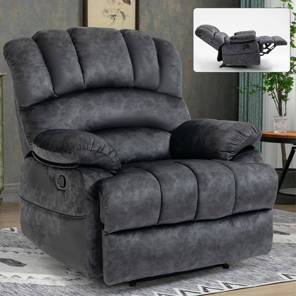 Front. Kadyn - Large Manual Recliner Chair, 155° Recline, Tool-Free Assembly, Single Box Shipping, Gray - Gray.