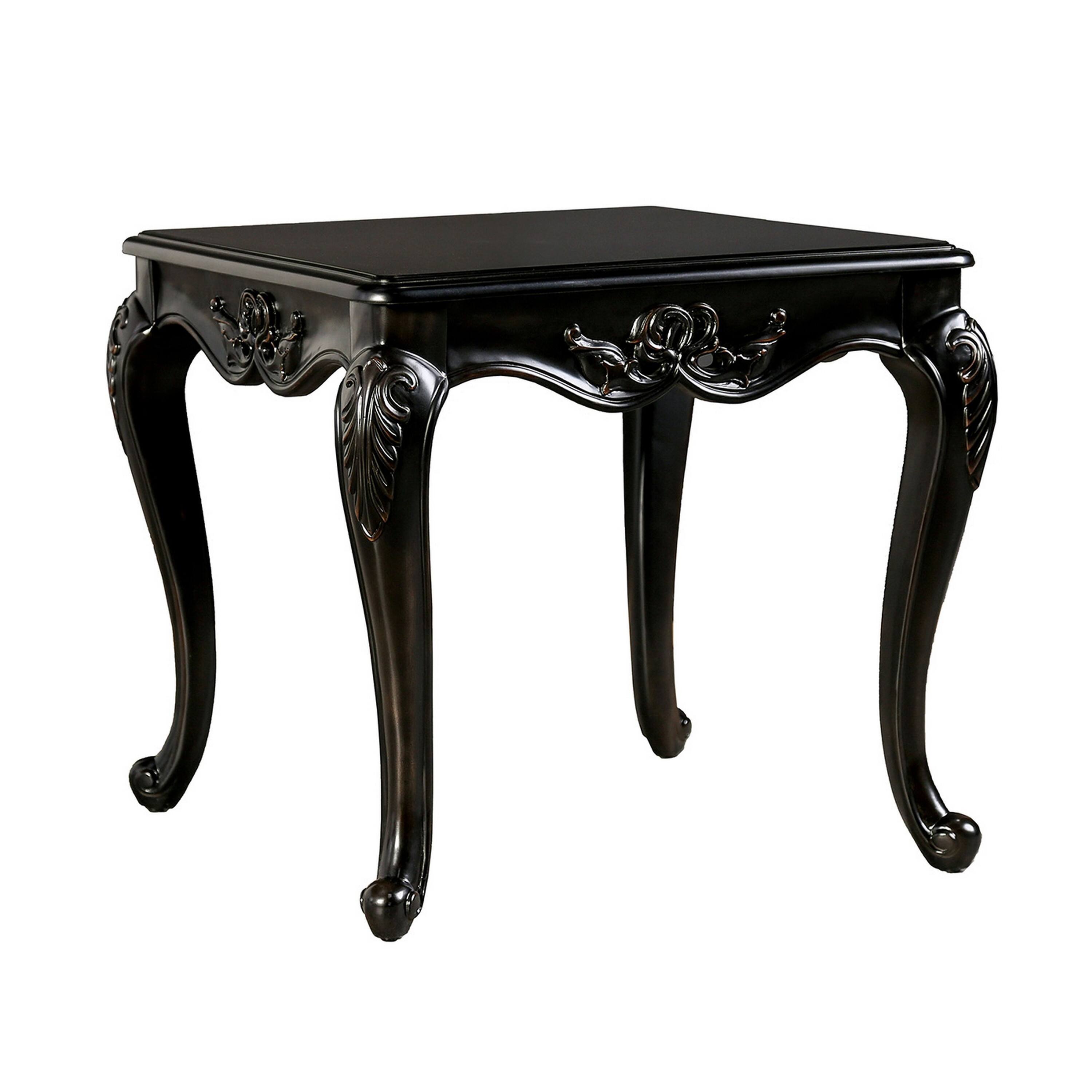 Manhattan Lane - Roche Side End Table, 29 Inch, Classic Cabriole Legs, Dark Brown Solid Wood - Espresso Brown