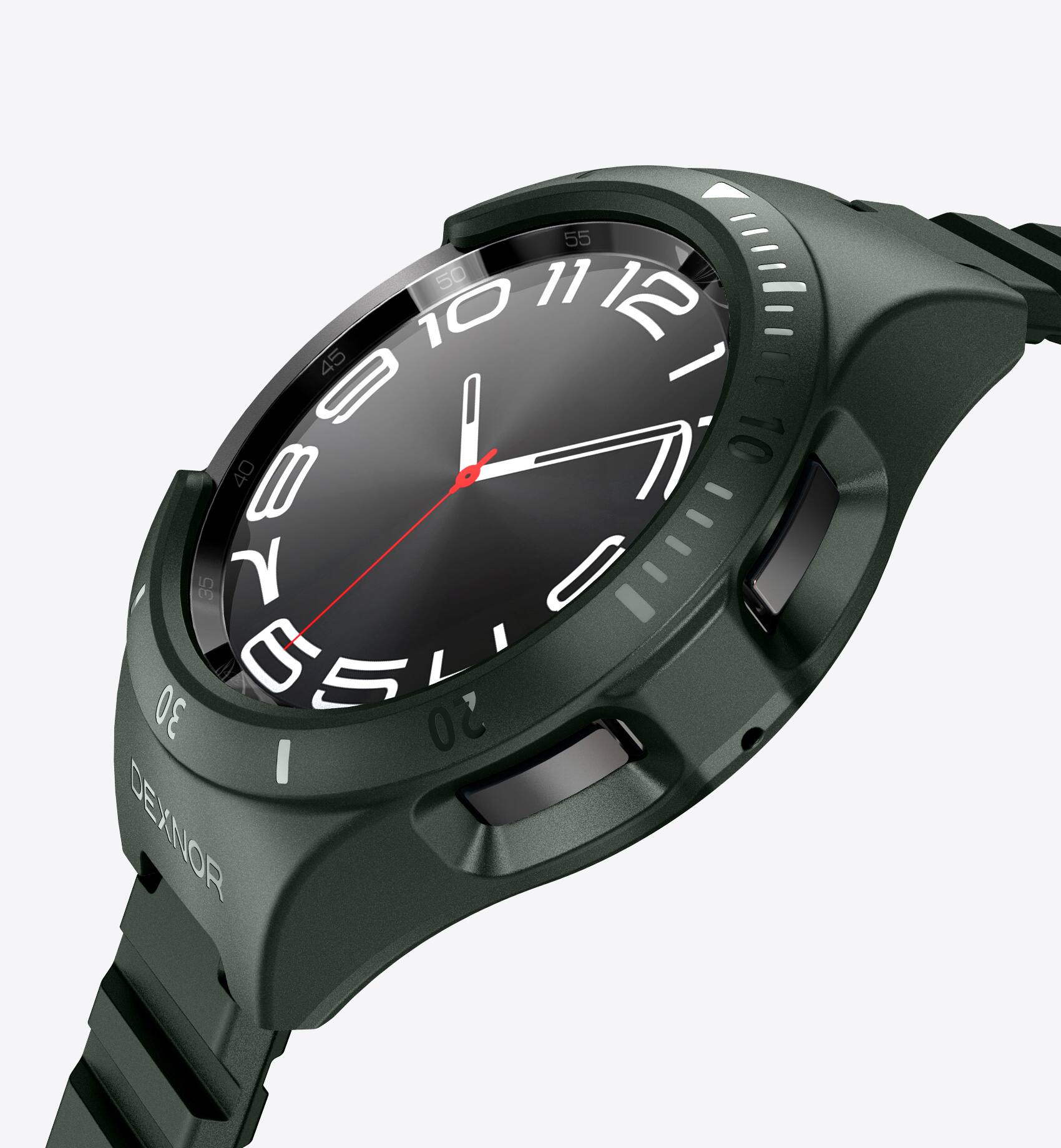 Alt View 1. Dexnor - Band for Samsung Galaxy Watch 6 Classic 43mm, Raised Bezel & Snap-on Rugged Shockproof Case - Army Green.