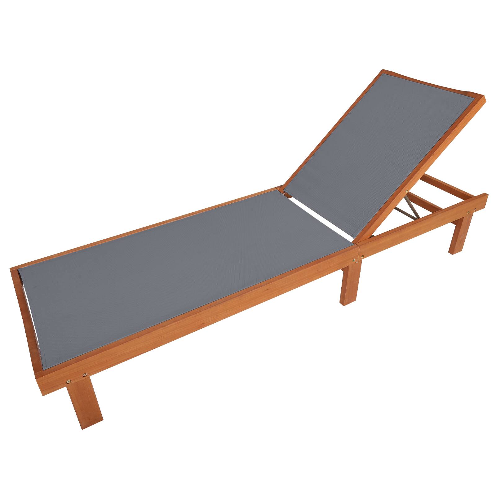 Alt View 7. Gymax - Gymax 2PCS Patio Lounge Chair Chaise Wood Back Adjustable Recliner Deck Furniture for Home Gray - Gray.