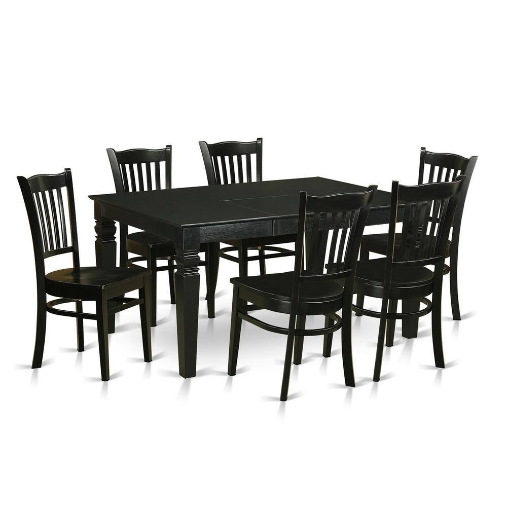 Left. East West Furniture - Dining room sets for 6 -Dining Table and 6 dinette Chairs - Black.