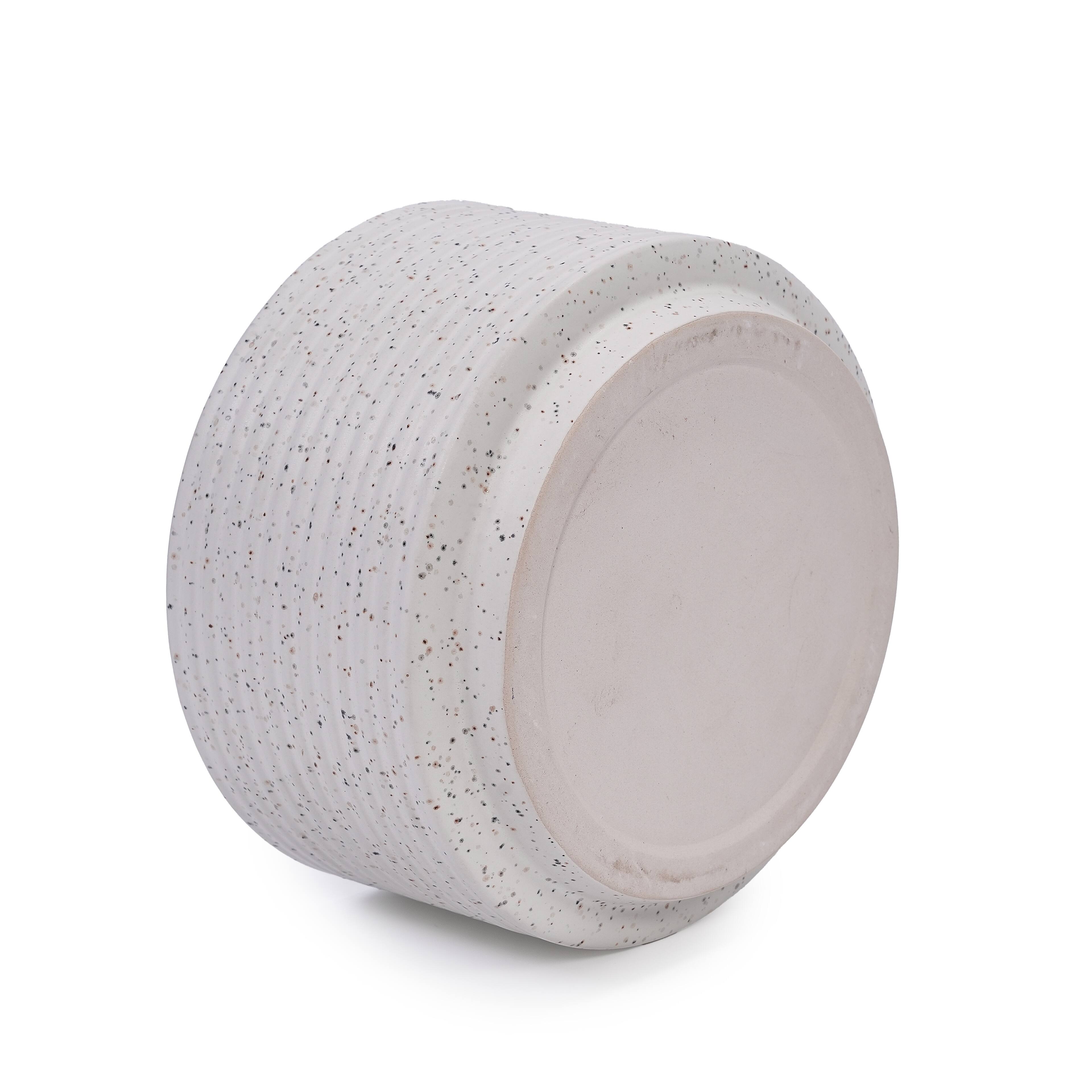 Alt View 5. Loheer - Loheer Handmade Ceramic Planters Set of 2, White Ridged Ceramic Planter Set, 11 in and 8 in Indoor Outdoor Shelf Pots.
