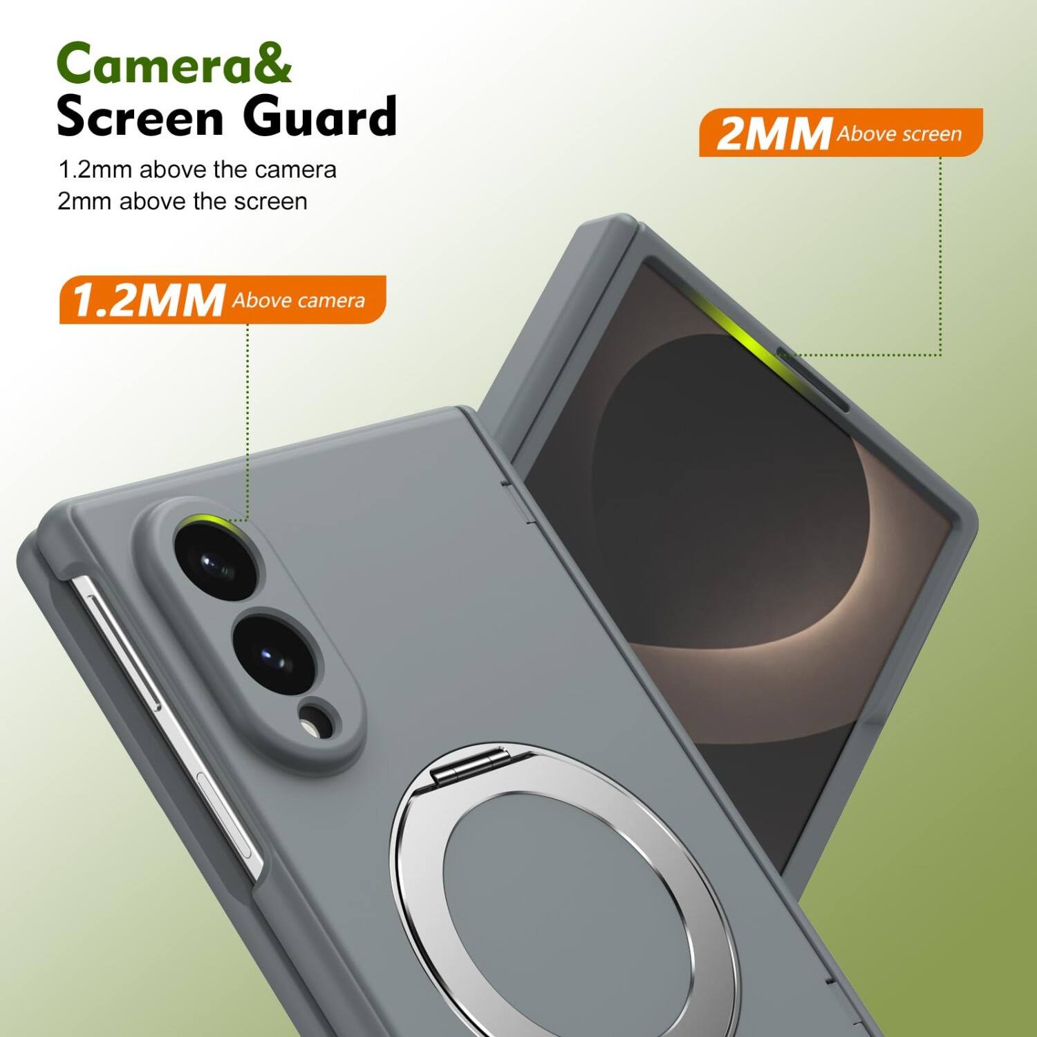 Camera & Screen Guard  
1.2mm above the camera  
2mm above the screen  
1.2MM Above camera  
2MM Above screen