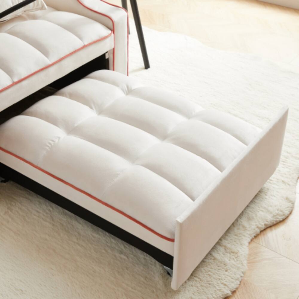 Alt View 1. LUCKY ONE - 3-in-1 Convertible Sleeper Sofa Chair Bed w/ USB Type-C Phone Holder Side Pockets - Beige.