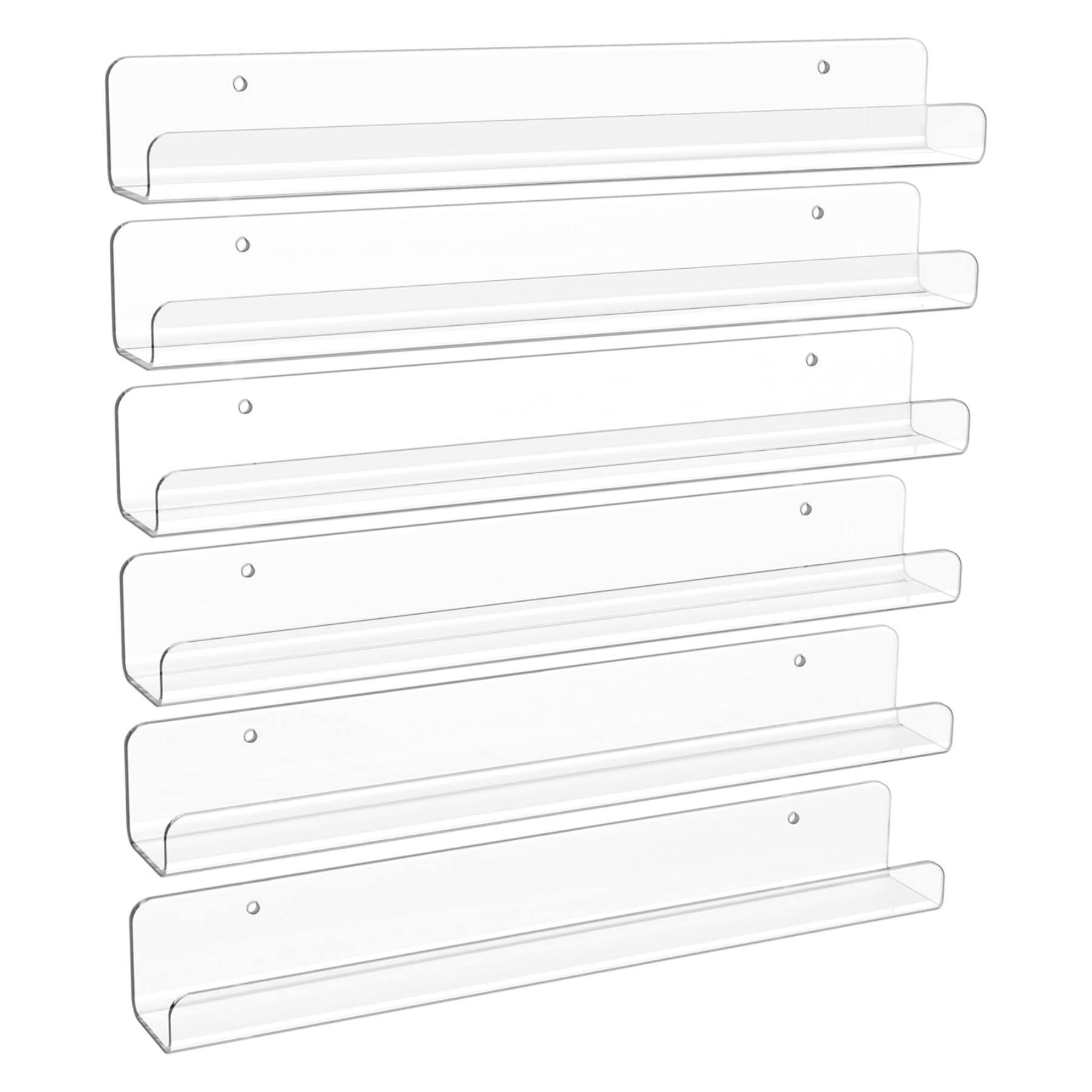Dazzed Corner - 6 Pack Acrylic Shelves, Floating Bookshelf - Clear