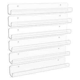 Dazzed Corner - 6 Pack Acrylic Shelves, Floating Bookshelf - Clear