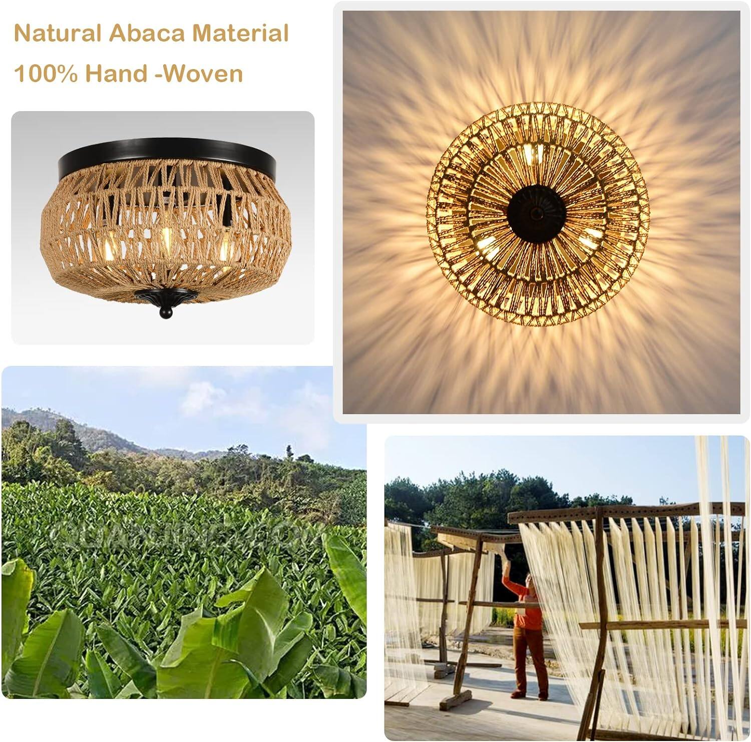 Natural Abaca Material  
100% Hand-Woven