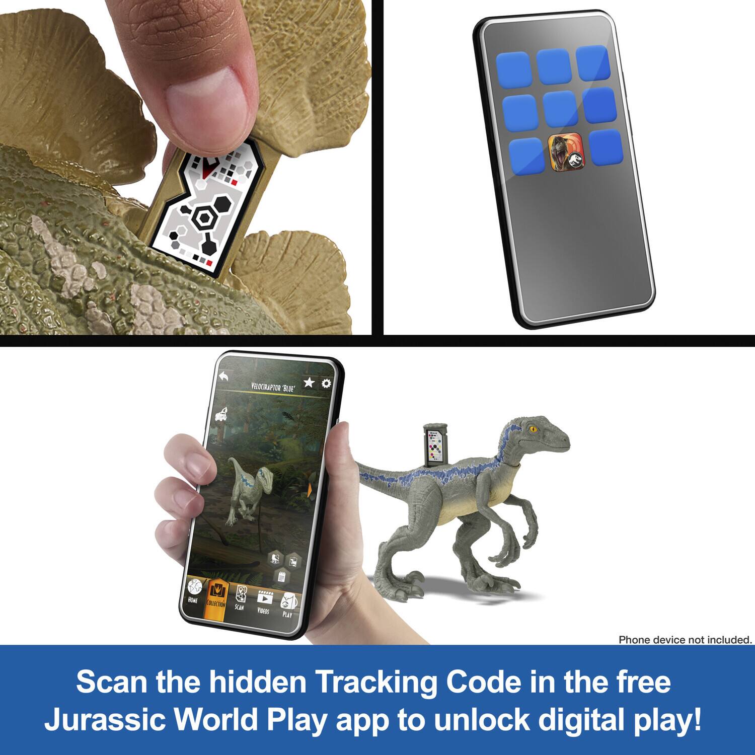 NLOC RAPTOR Ra - ON ST ko N Tao - F

Phone device not included. Scan the hidden Tracking Code in the free Jurassic World Play app to unlock digital play!