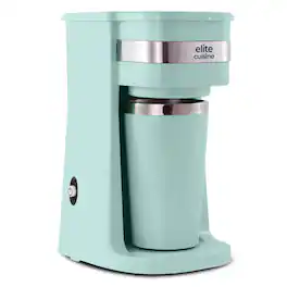 Elite Cuisine - EHC3167 Single Serve Personal Coffee Maker With Stainless Steel Travel Mug - Mint