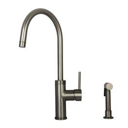 Solid Brass Single Handle 360° Swivel Widespread Kitchen Faucet with Side Sprayer