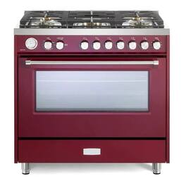 Verona - Ultima 36" Gas Range with 5 Sealed Burners in Burgundy - Burgundy