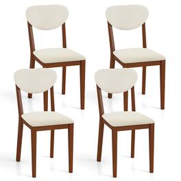 Gymax - Sherpa Dining Chairs Set of 4 w/Rubber Wood Legs Padded Seat & Backrest - White