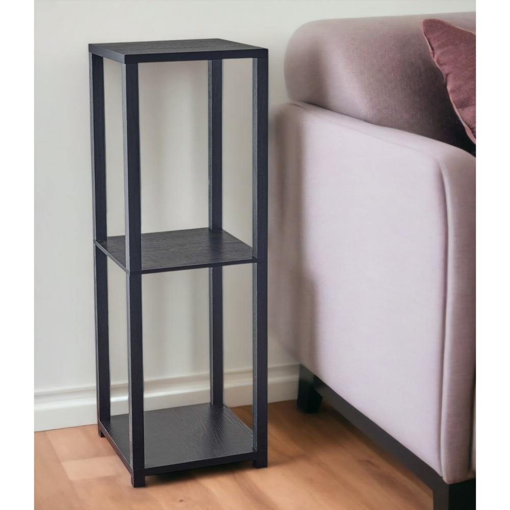 Angle. Hivvago - Hivvago 35 Inch Solid Wood Square End Table With Two Shelves - Black.