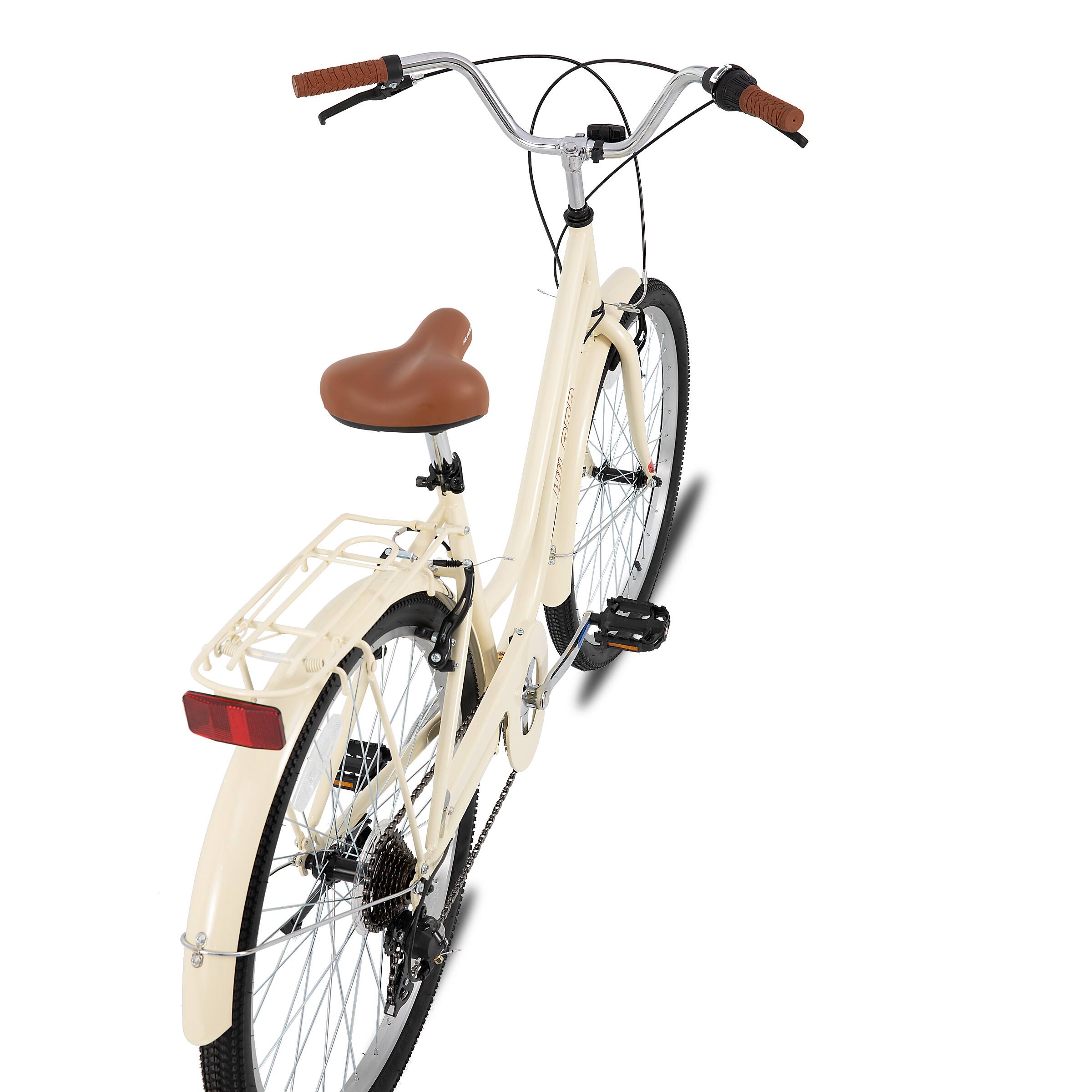 Alt View 4. HILAND - HILAND 26 Inch Beach Cruiser Bike for Men and Women, 7 Speed Step-Through Adult Hybrid Bike with Rear Rack Beige - Beige.