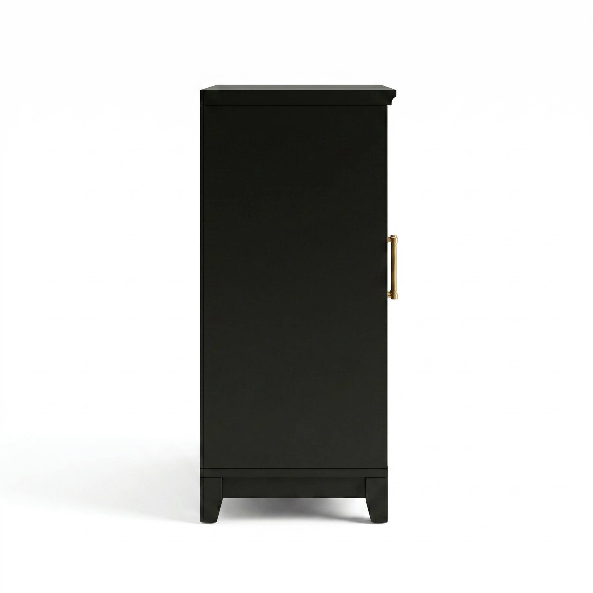 Alt View 9. Martha Stewart - Bedford Set of 3 Modular Storage Cabinets with Adjustable Shelf, Soft-Close Doors, Solid Wood Frames and Legs - Black Frame/Gold Hardware.