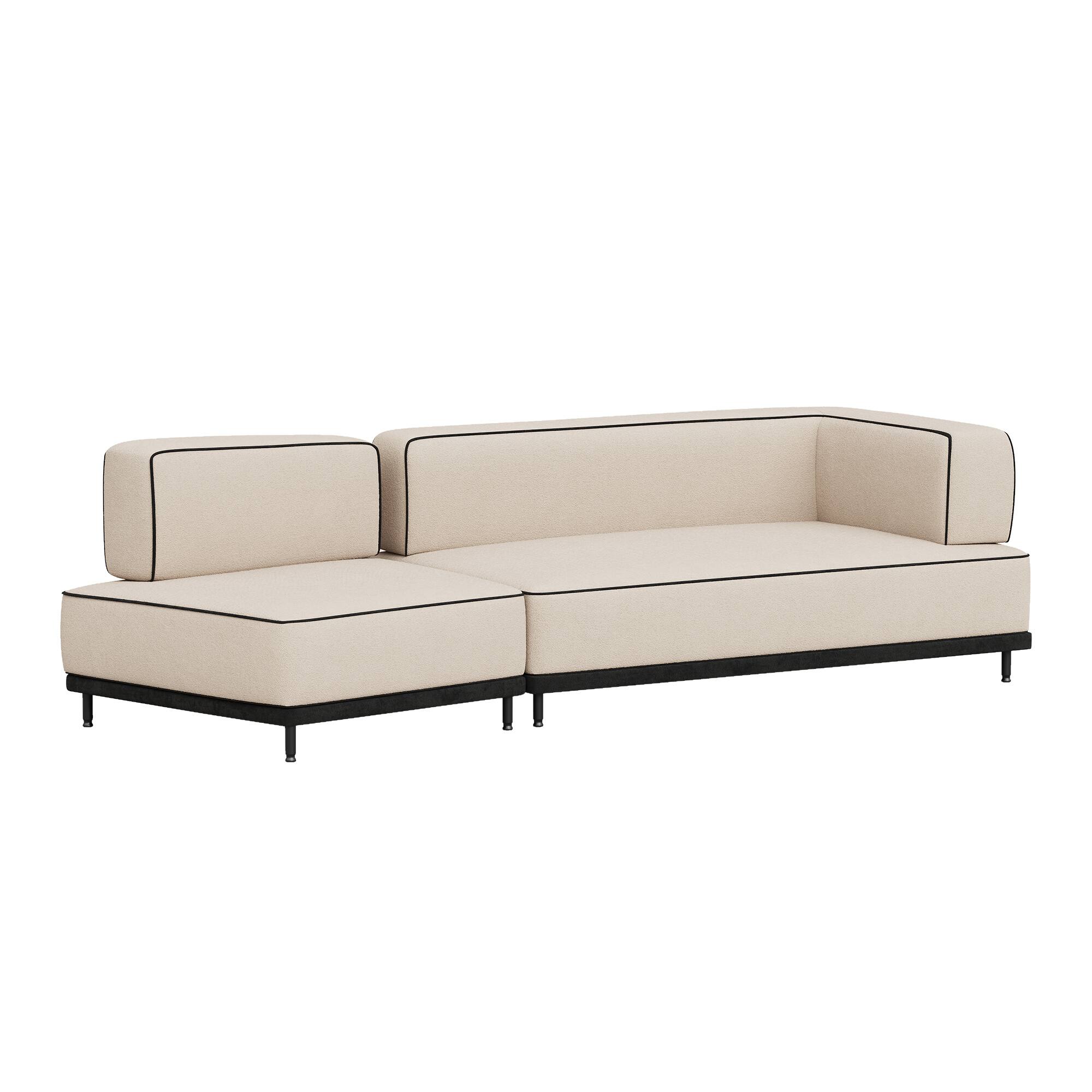 Alt View 5. luck idea - 95.27" Modern Fabric Sectional Sofa, High-Density Foam Cushions, Solid Wood & Plywood Frame, Metal Legs - Beige.