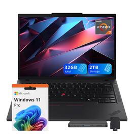 Lenovo - ThinkPad T14 14" WUXGA Laptop,Ryzen 7 PRO 8840U,32GB RAM,1TB SSD+1TB Dock Set,Backlit Keyboard,Win11 Pro - Black